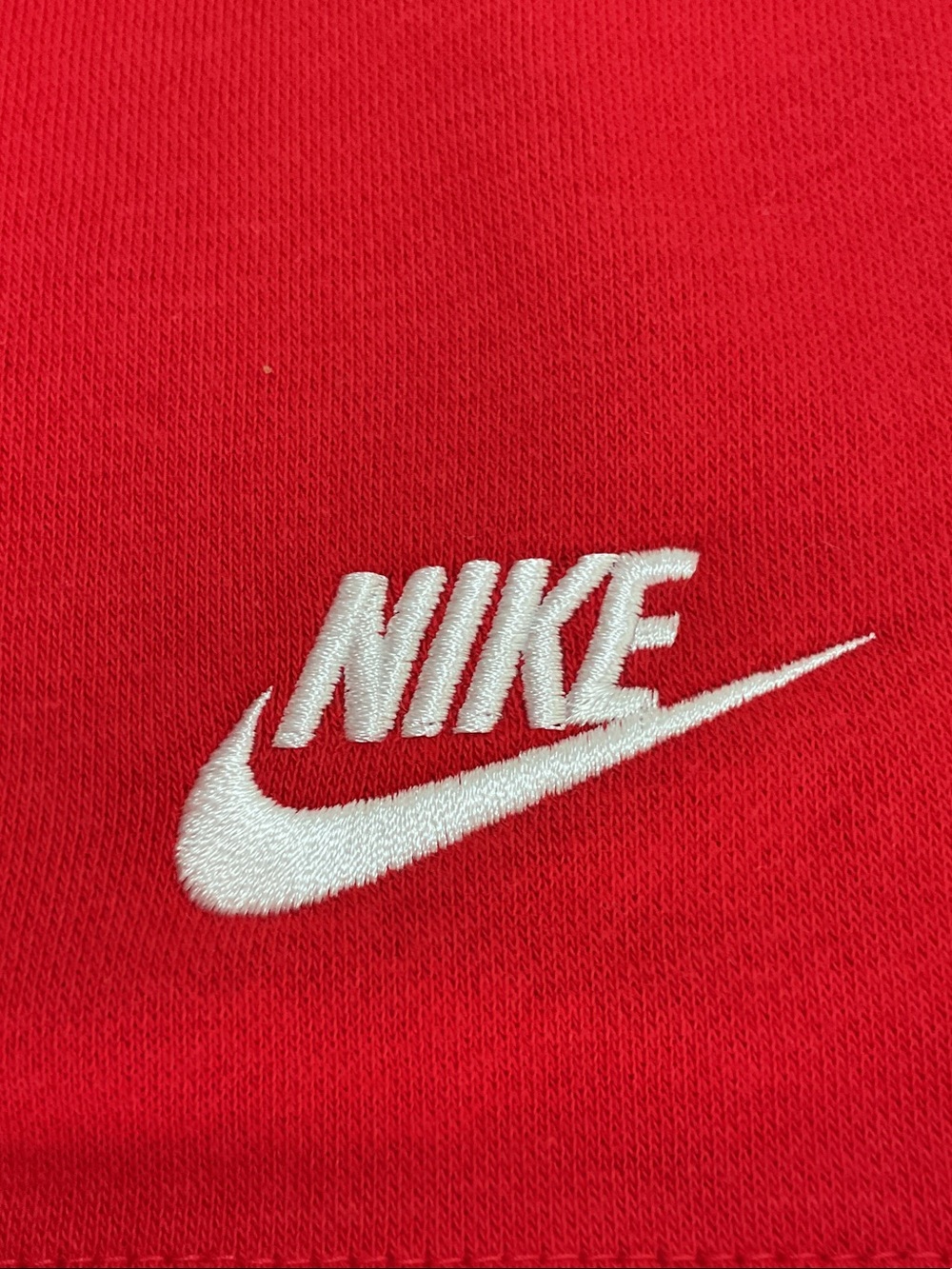 Nike Women's Red Elastic Waist Athletic Shorts with White Logo - Picture 4 of 5